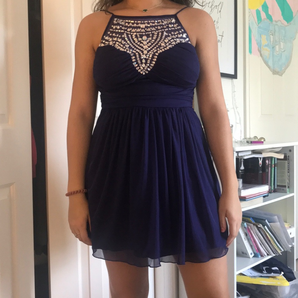 Blue Formal Dress with Sequins